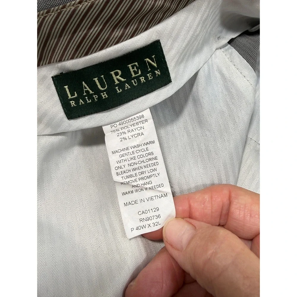 Lauren Ralph Lauren Dress Pants Men 40W x 32L Grey Flat Front Office EUC